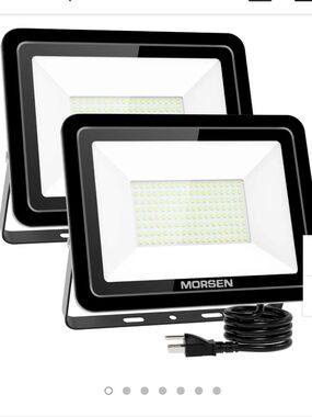 MORSEN 2 Pk Led Flood Light, Super Bright Security Lights, UL Certificated Plug